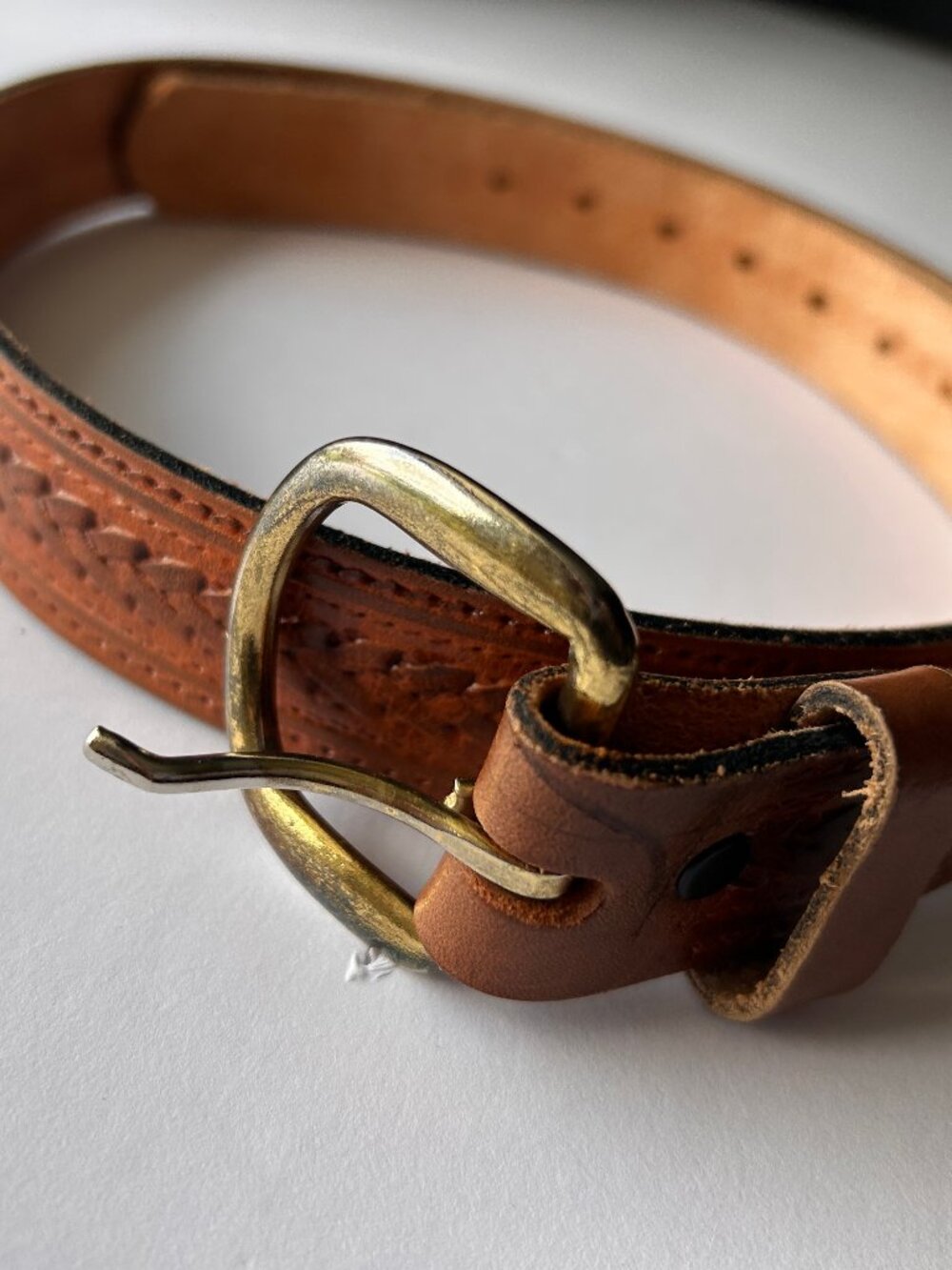 Vintage Chambers Belt Co. Tooled Leather Belt - Brown - Size 34 Western